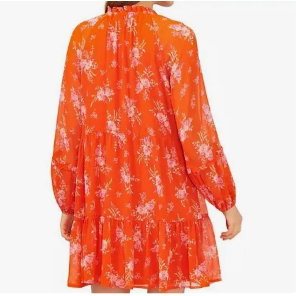 Vince Camuto Floral V Neck Long Marie Sleeves Layered Knee High Dress Size XL - Picture 3 of 11